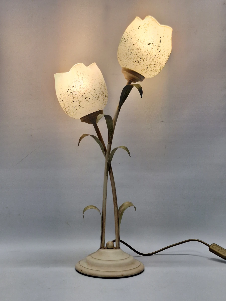 Authentieke Italiaanse Florentijnse Vintage Design Tafellamp – AF Cinquanta voor Massive – Opaline Tulpkappen