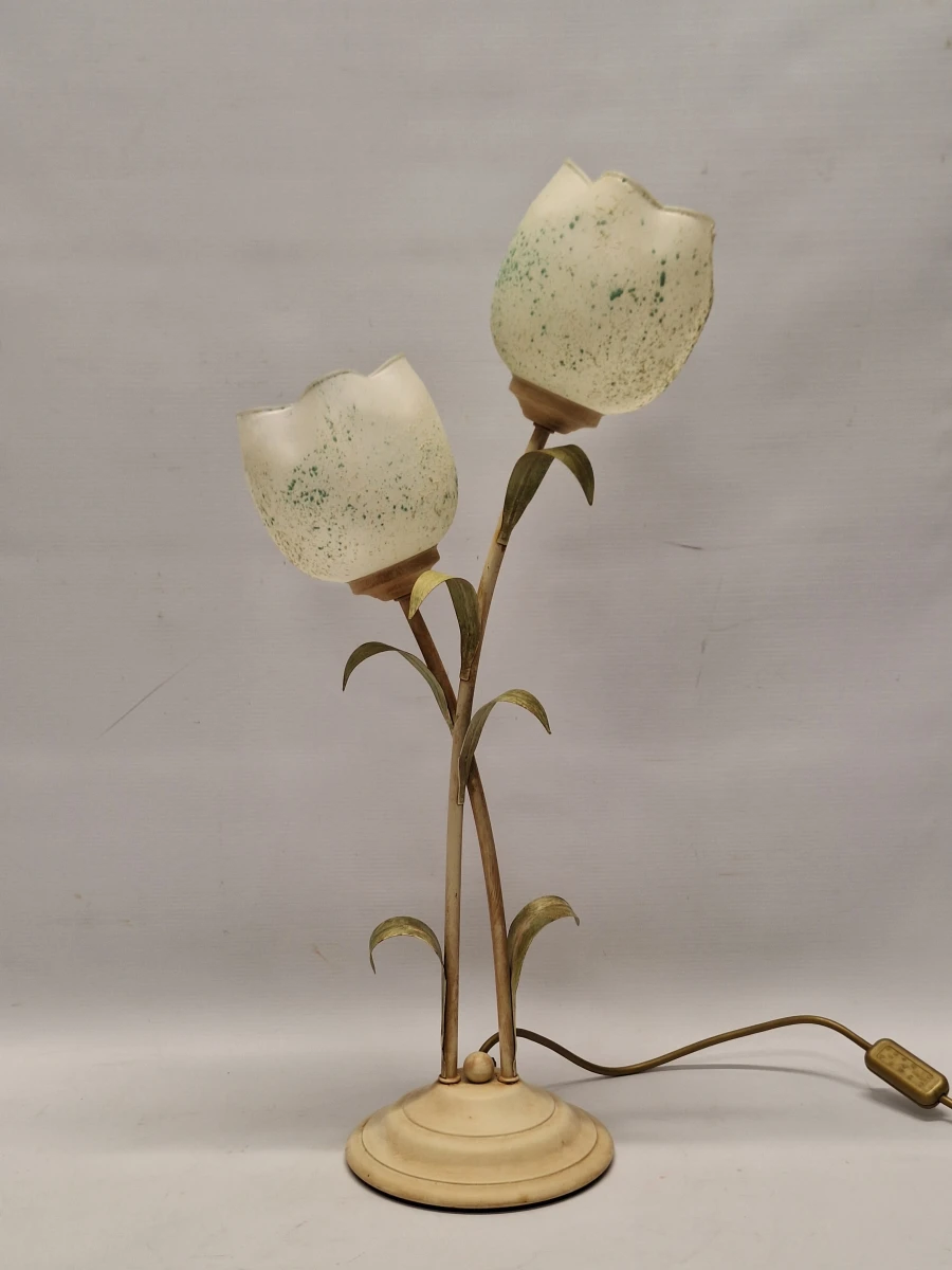 Authentieke Italiaanse Florentijnse Vintage Design Tafellamp – AF Cinquanta voor Massive – Opaline Tulpkappen