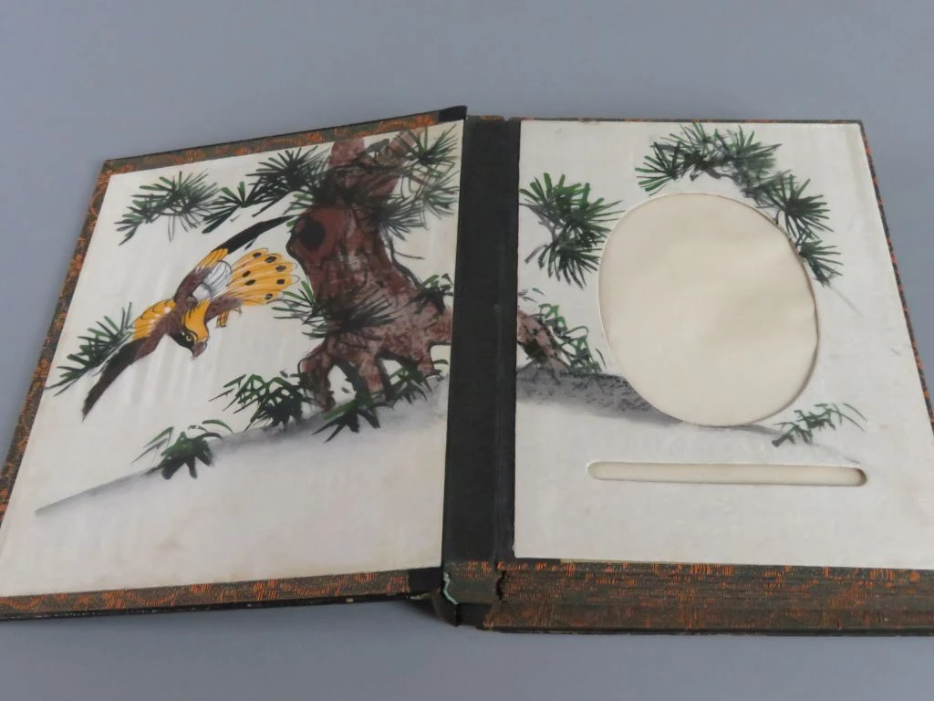 Antiek Japans Lakwerk Fotoalbum met Parelmoer Inleg
