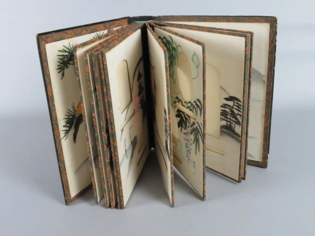 Antiek Japans Lakwerk Fotoalbum met Parelmoer Inleg
