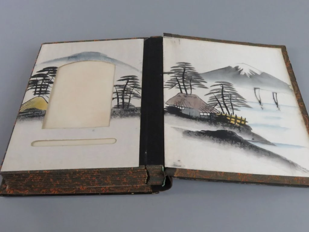 Antiek Japans Lakwerk Fotoalbum met Parelmoer Inleg