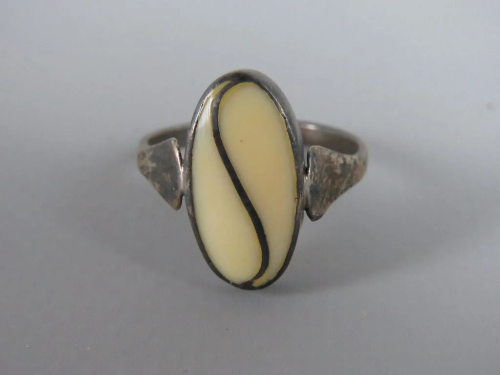 Vintage Zilveren Ring met Inlegwerk