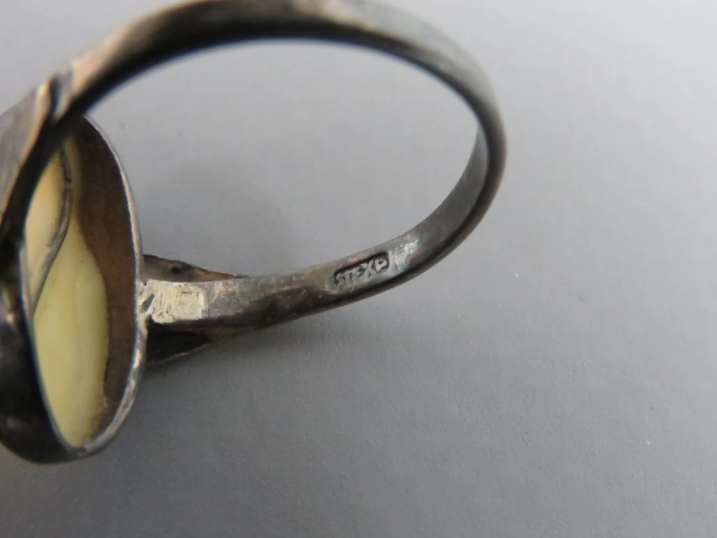 Vintage Zilveren Ring met Inlegwerk