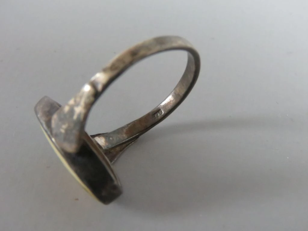 Vintage Zilveren Ring met Inlegwerk