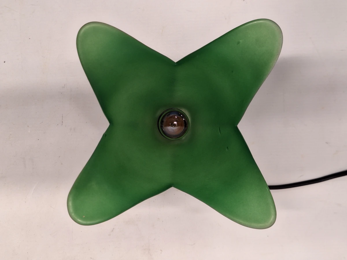 Set van 2 vintage Van De Heg tafellampen - Speels bloemdesign in Groen & Rood glas