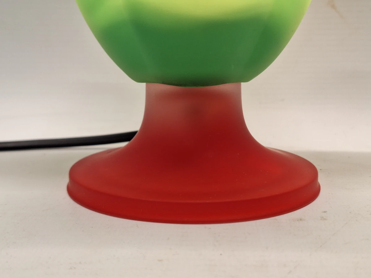 Set van 2 vintage Van De Heg tafellampen - Speels bloemdesign in Groen & Rood glas