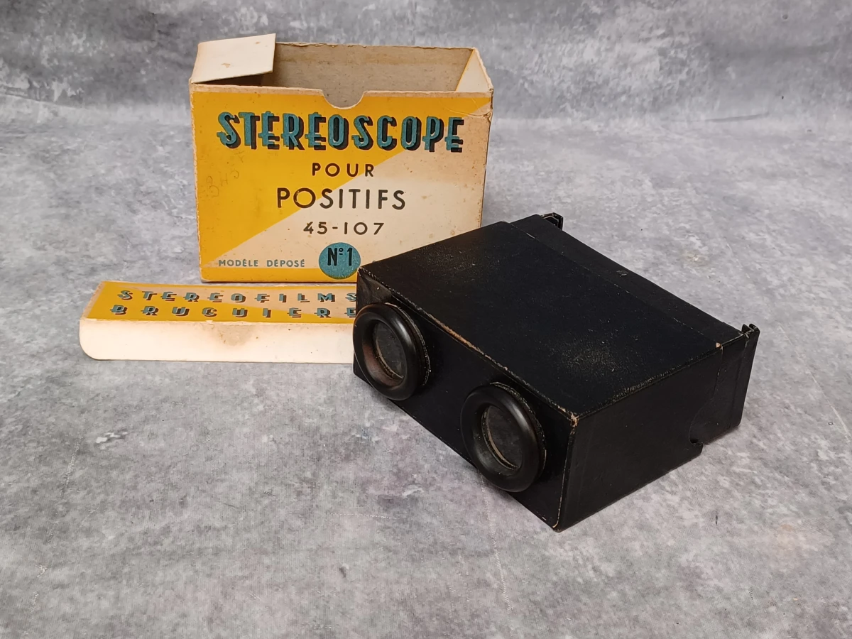 Antieke Stéréofilms Bruguière stereoscoop Set N°1 – Inclusief originele doosjes en stereofoto's