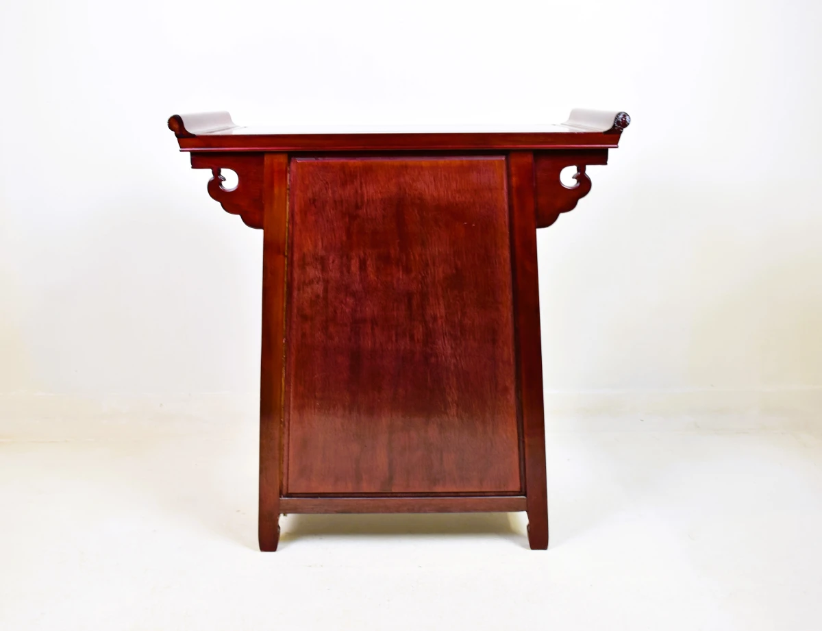 Houten bijzettafel met lade en krukje