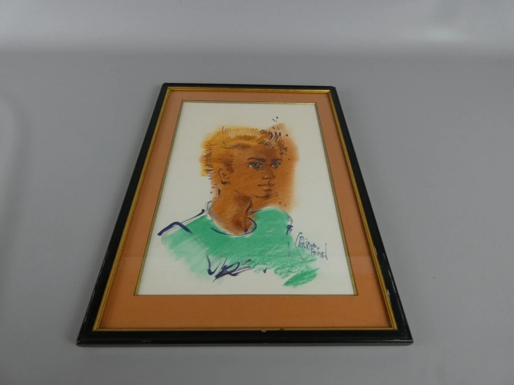 Ingelijste tekening van een jonge man
