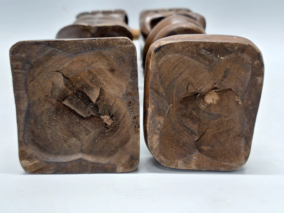 Leuke set vintage Afrikaanse houten sculpturen (Tiki-stijl)