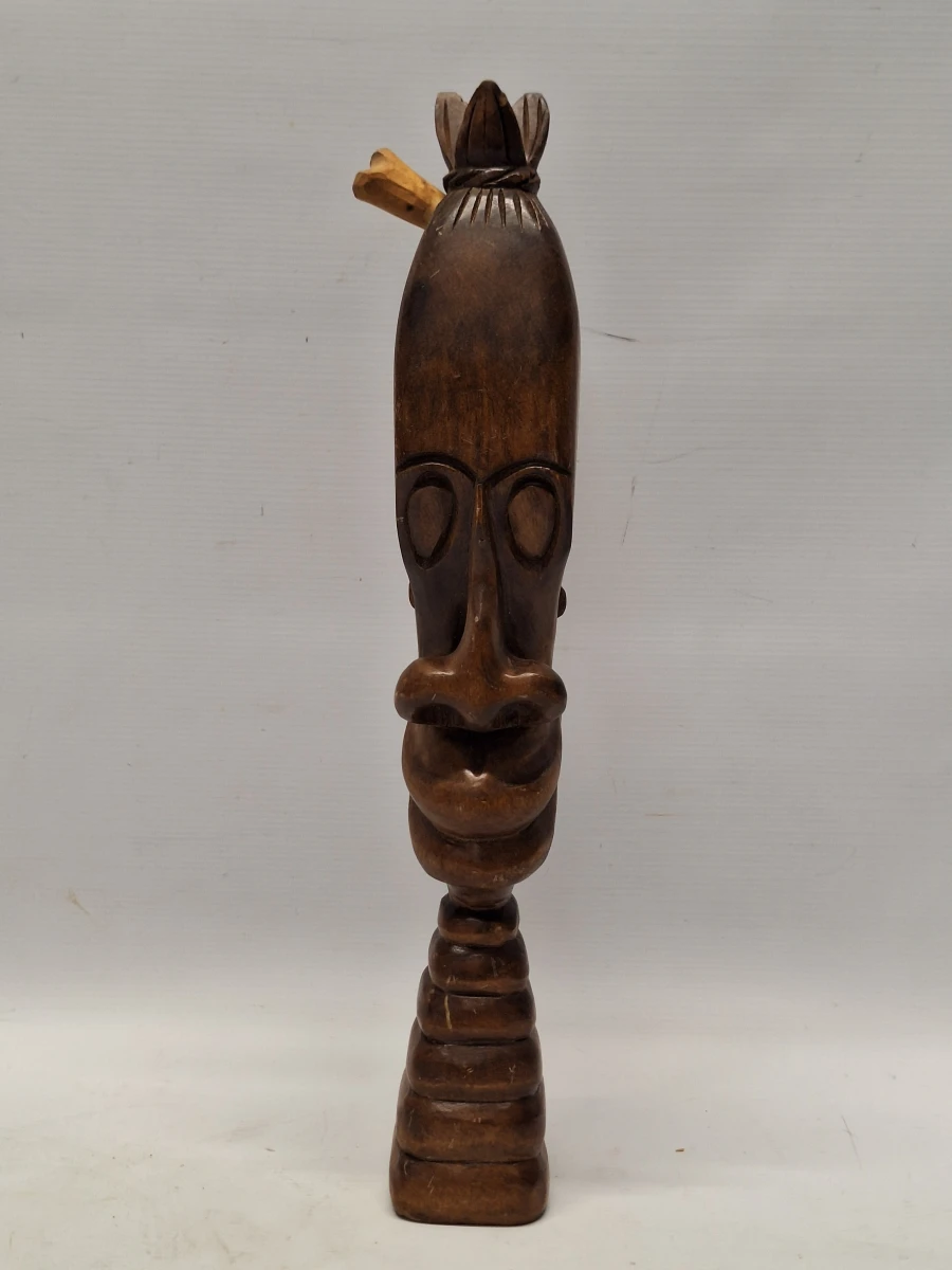 Leuke set vintage Afrikaanse houten sculpturen (Tiki-stijl)