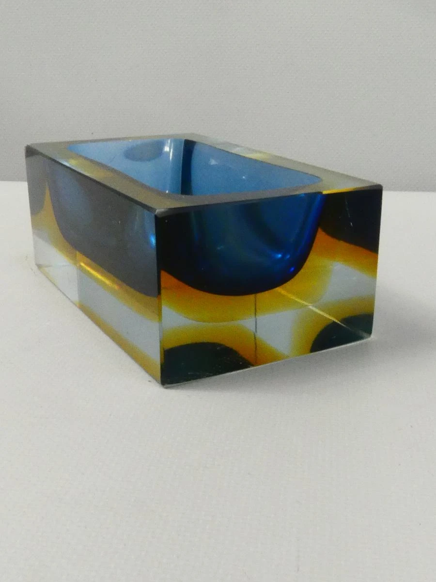 Vintage glazen Murano Sommerso kom, Italië, jaren 1960