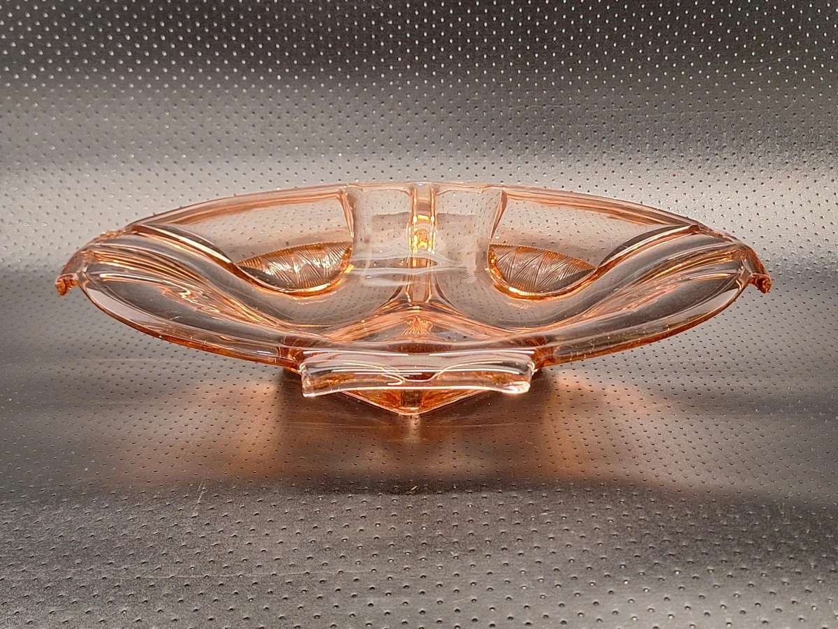 Art Deco persglazen schaal uit Tsjecho-Slowakije