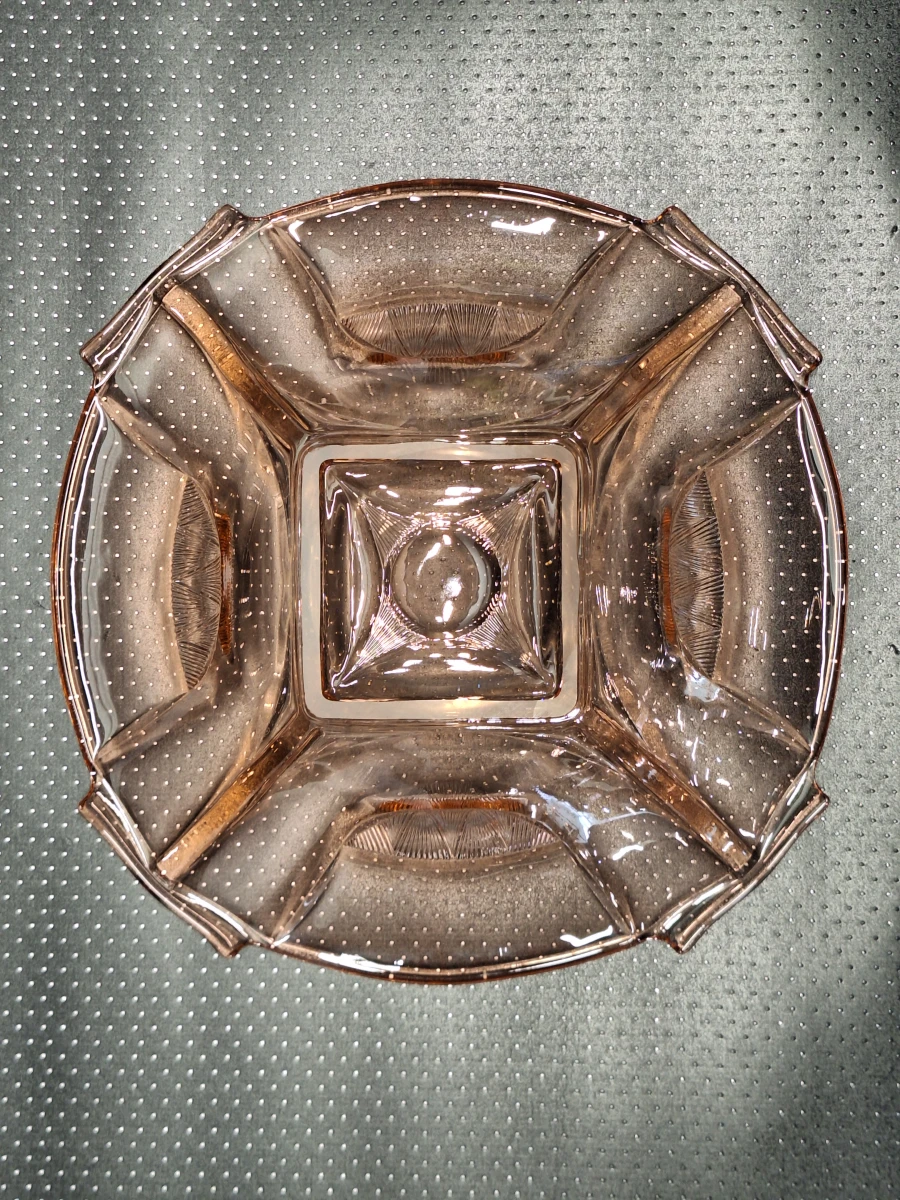 Art Deco persglazen schaal uit Tsjecho-Slowakije