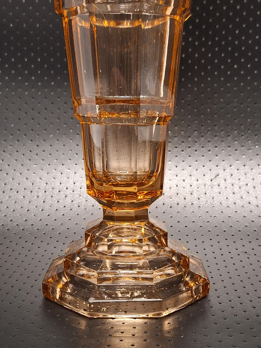 Set van 2 Art Deco depressieglazen vazen - rosaline en amber