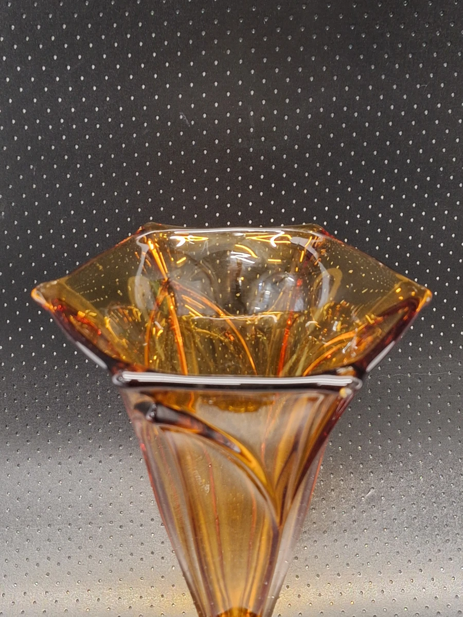 Set van 2 Art Deco depressieglazen vazen - rosaline en amber