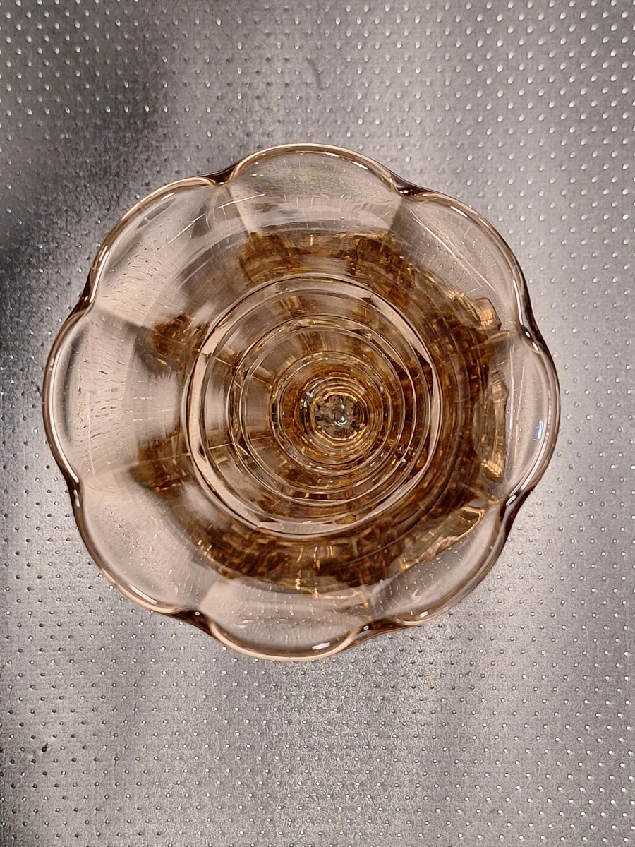 Set van 2 Art Deco depressieglazen vazen - rosaline en amber
