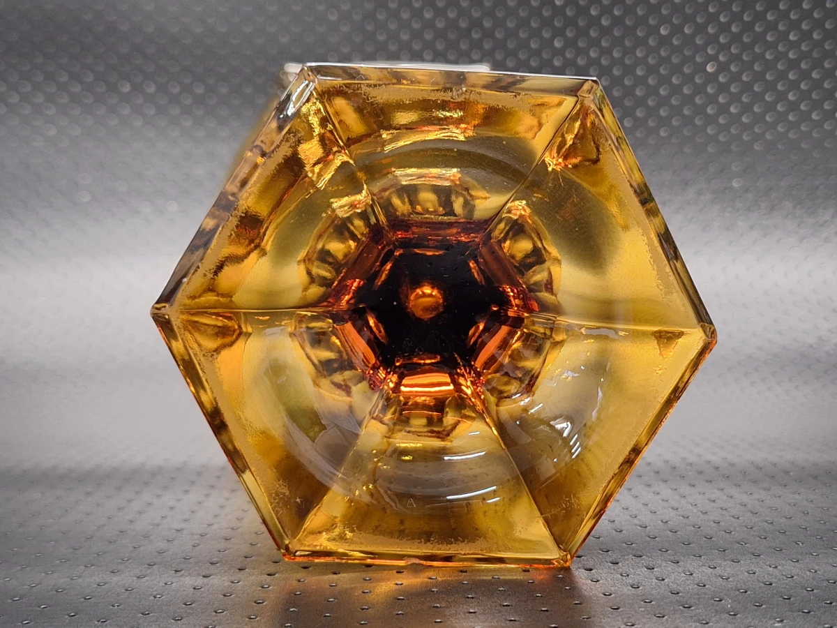 Set van 2 Art Deco depressieglazen vazen - rosaline en amber