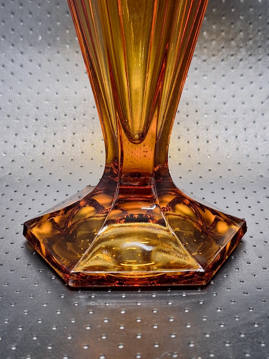 Set van 2 Art Deco depressieglazen vazen - rosaline en amber