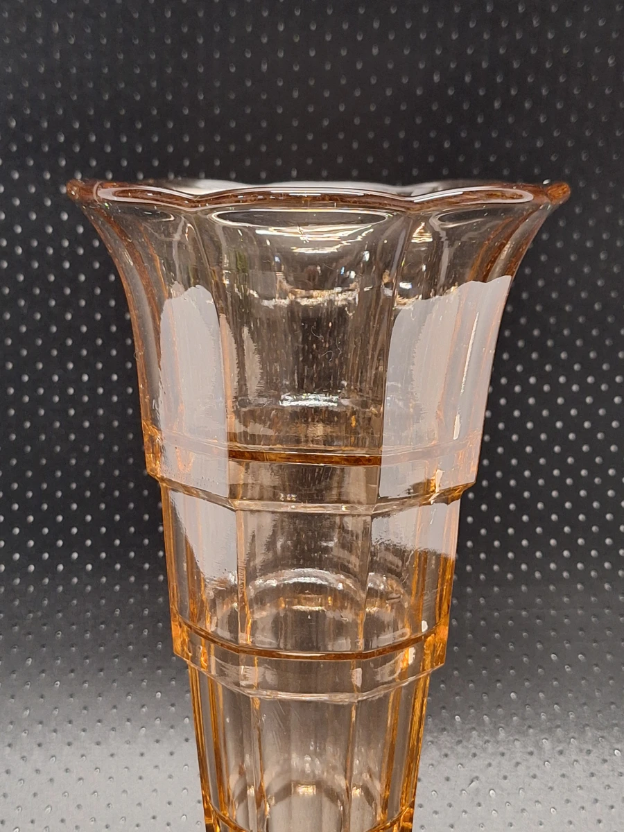 Set van 2 Art Deco depressieglazen vazen - rosaline en amber