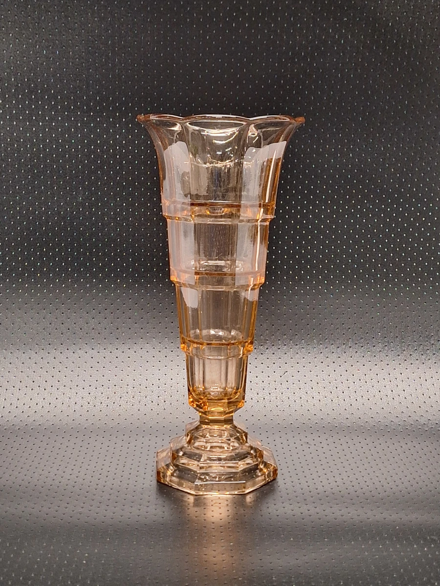 Set van 2 Art Deco depressieglazen vazen - rosaline en amber
