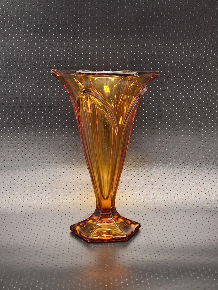 Set van 2 Art Deco depressieglazen vazen - rosaline en amber