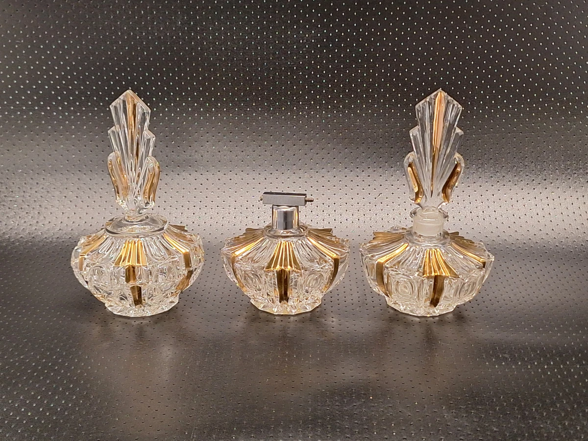 Driedelige kristallen parfumset Art Deco - Centraal Europa