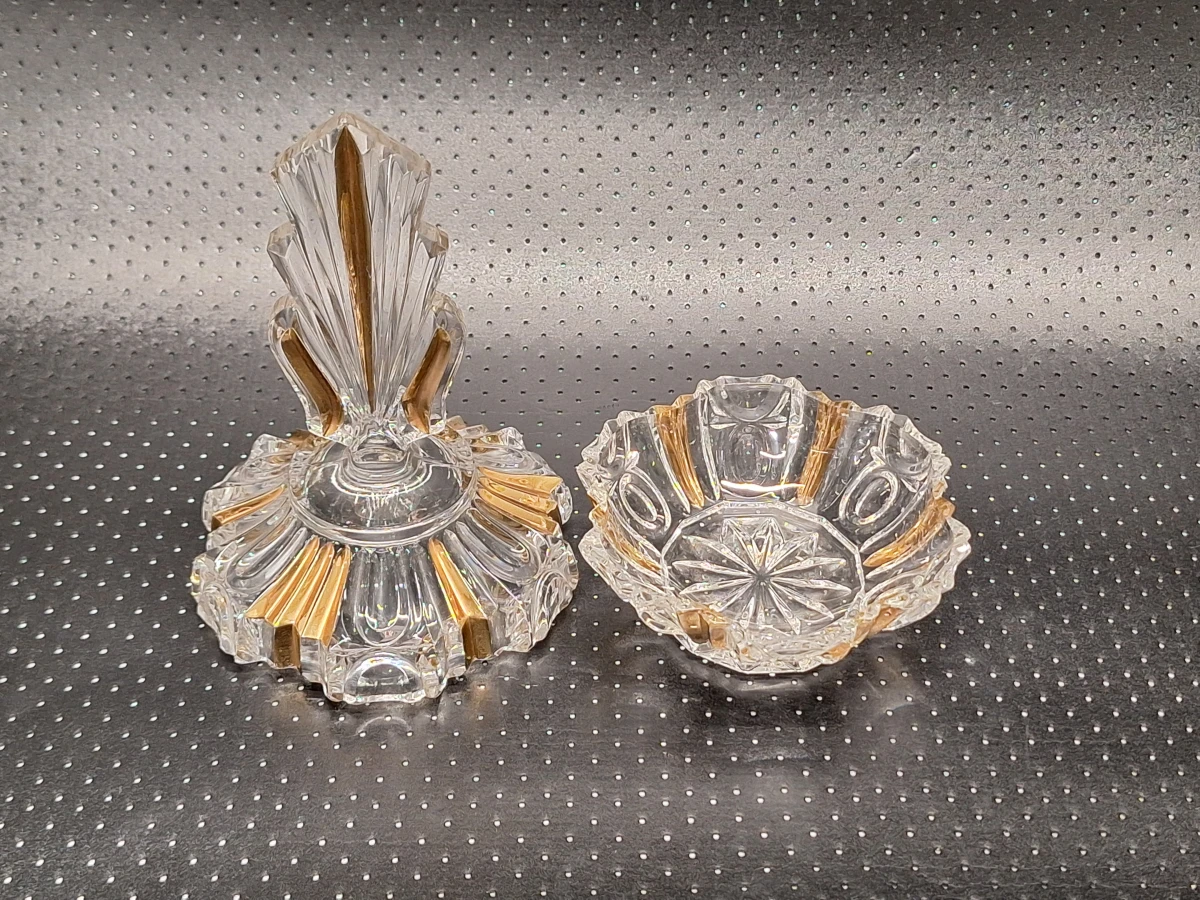 Driedelige kristallen parfumset Art Deco - Centraal Europa