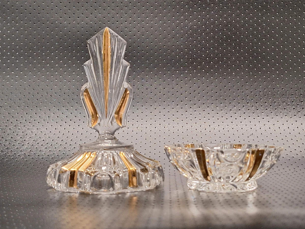 Driedelige kristallen parfumset Art Deco - Centraal Europa
