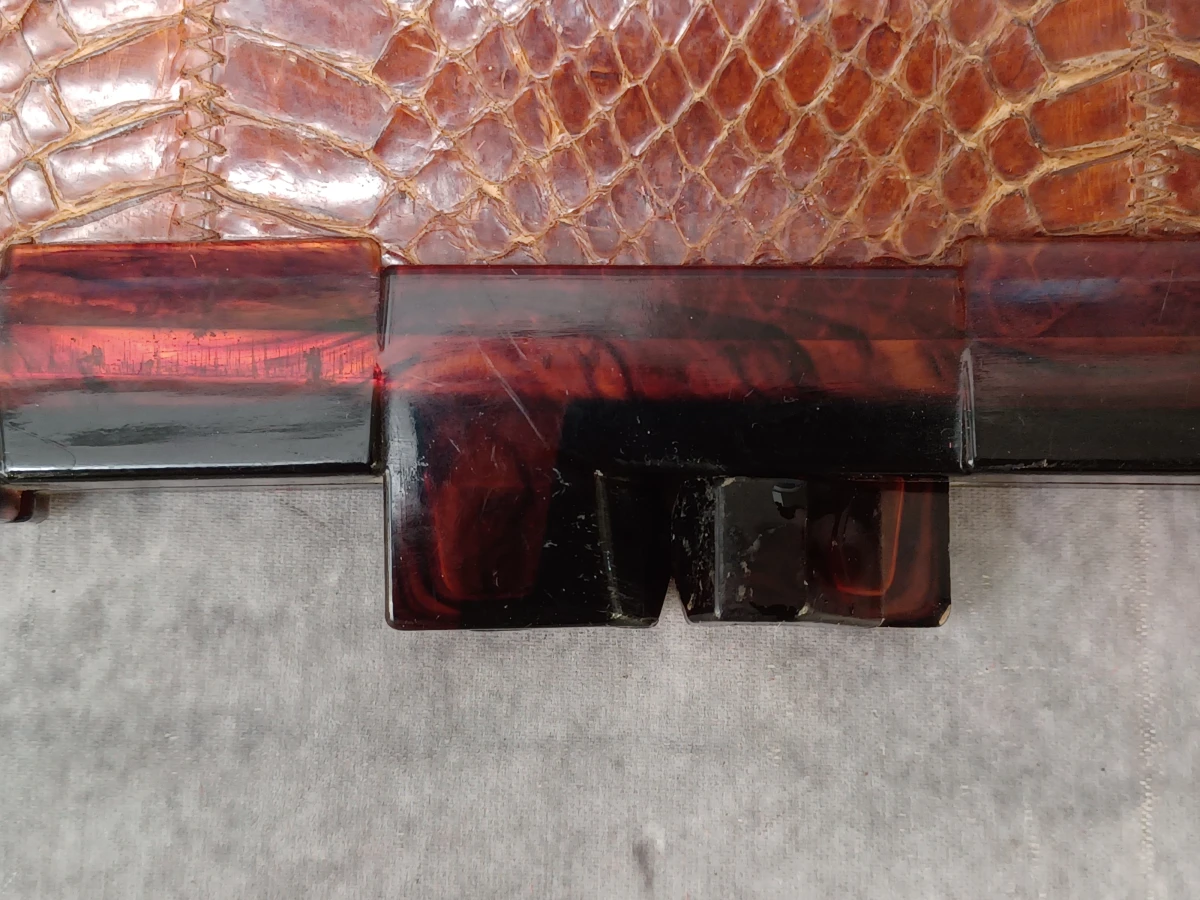 Vintage set: Pierre Cardin slangenleren clutch en krokodillenleren portemonnee