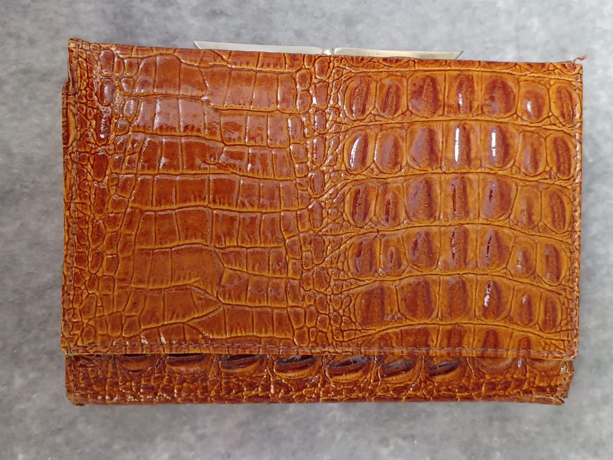 Vintage set: Pierre Cardin slangenleren clutch en krokodillenleren portemonnee