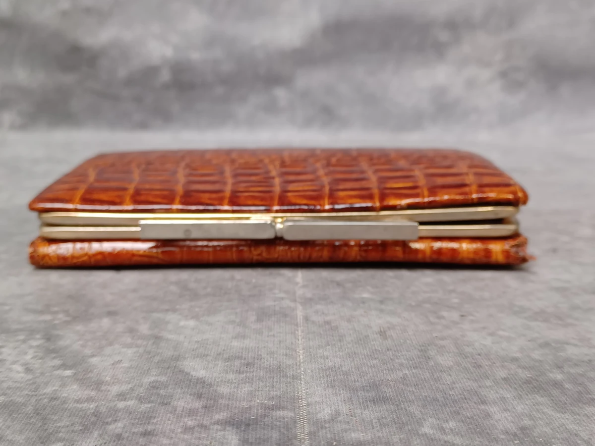 Vintage set: Pierre Cardin slangenleren clutch en krokodillenleren portemonnee