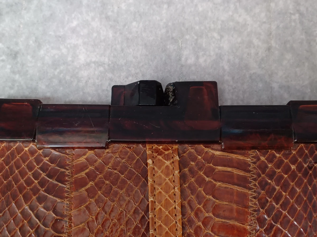 Vintage set: Pierre Cardin slangenleren clutch en krokodillenleren portemonnee