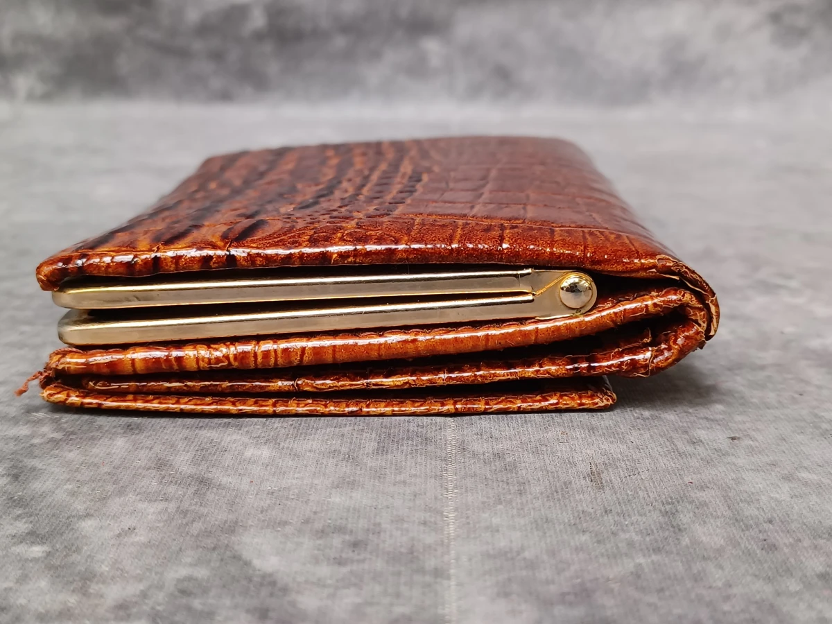 Vintage set: Pierre Cardin slangenleren clutch en krokodillenleren portemonnee