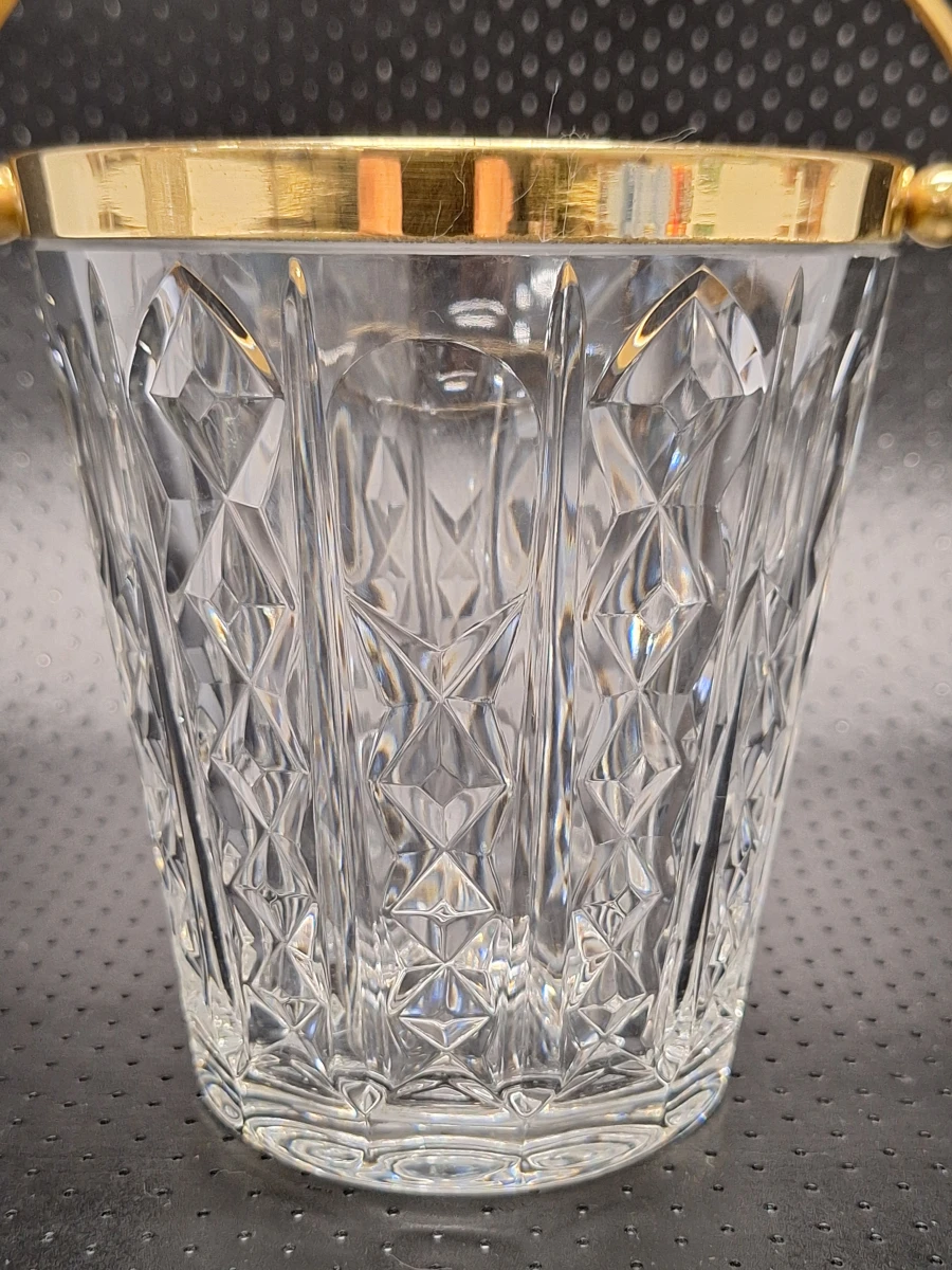 Hoogkristallen barset - Val Saint Lambert ijsemmer en bijbehorende cocktailshaker (verguld)