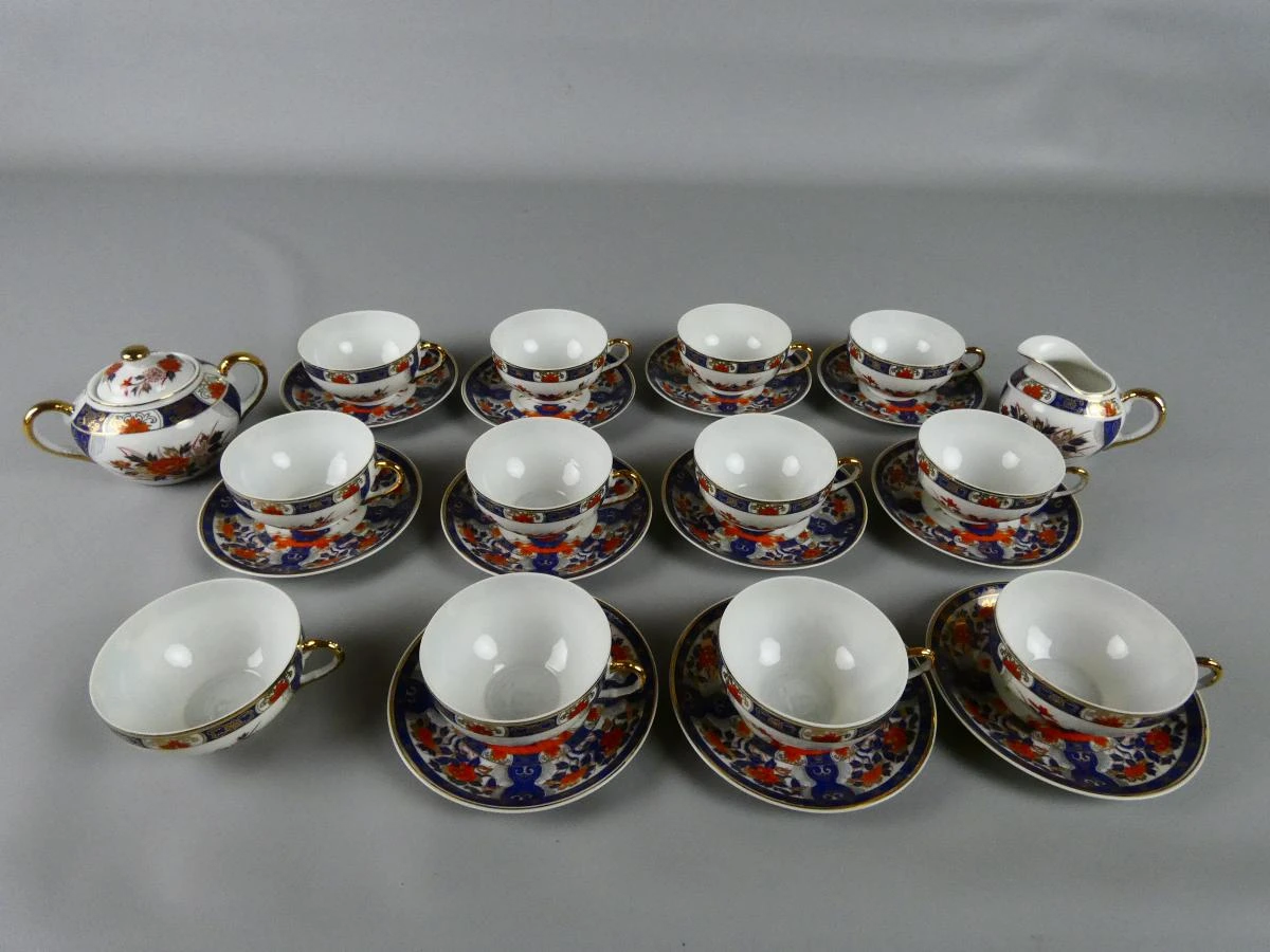 Vintage Japans porseleinen Lithophania Geisha theeservies, jaren 40/50