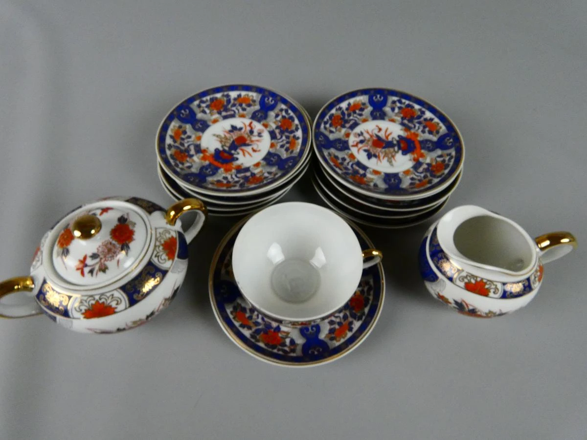 Vintage Japans porseleinen Lithophania Geisha theeservies, jaren 40/50