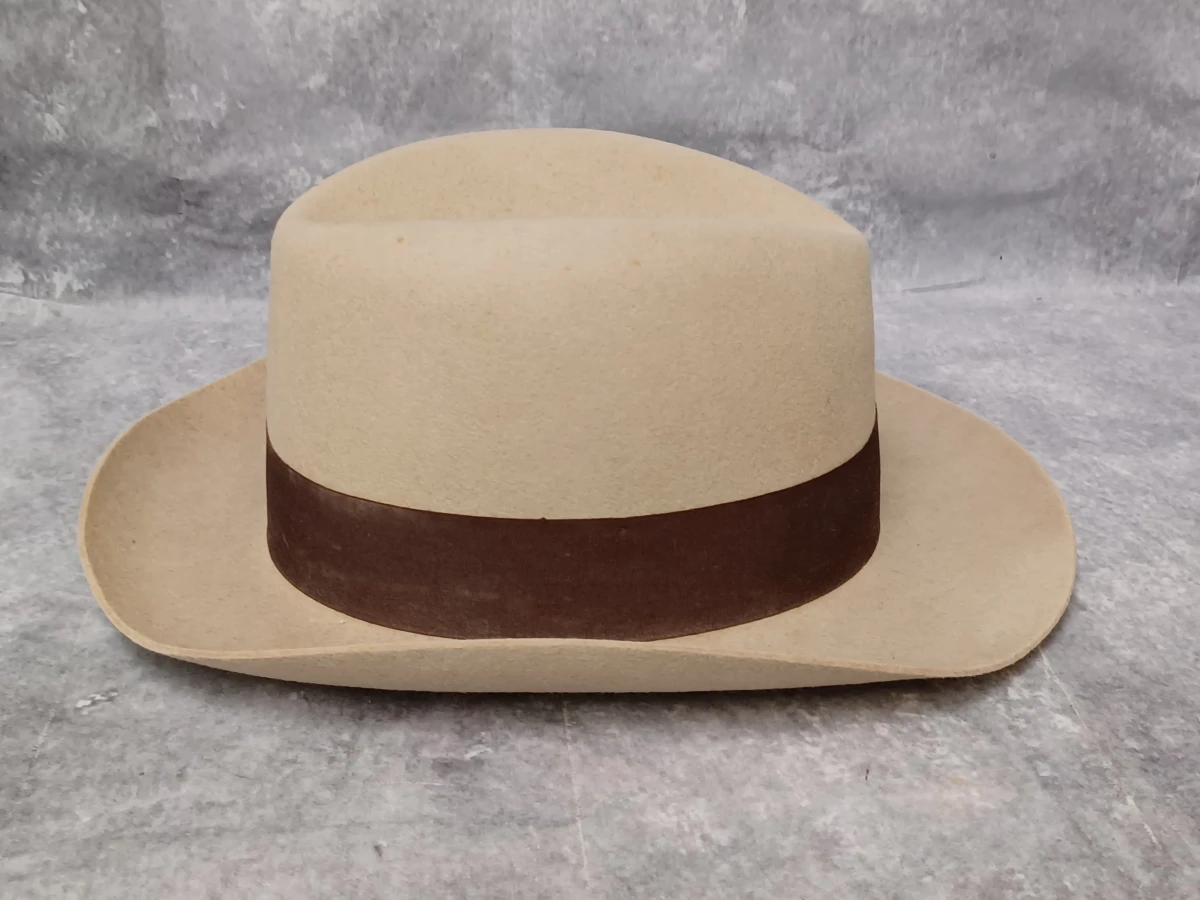 Originele vintage Borsalino Alessandria herenhoed - Beige/Bruin