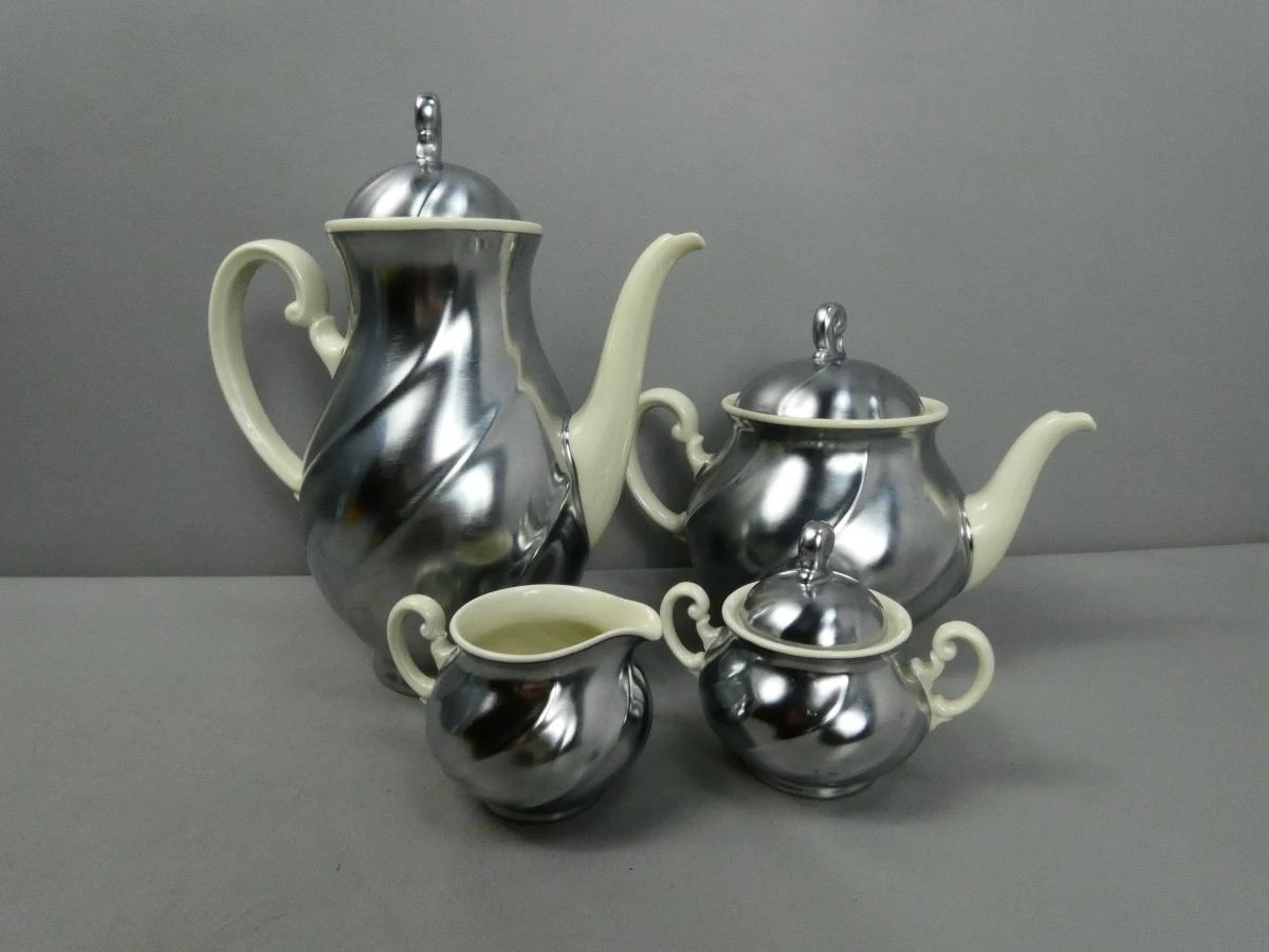 Vintage Demeyere koffie/thee servies met melkkan en suikerpot