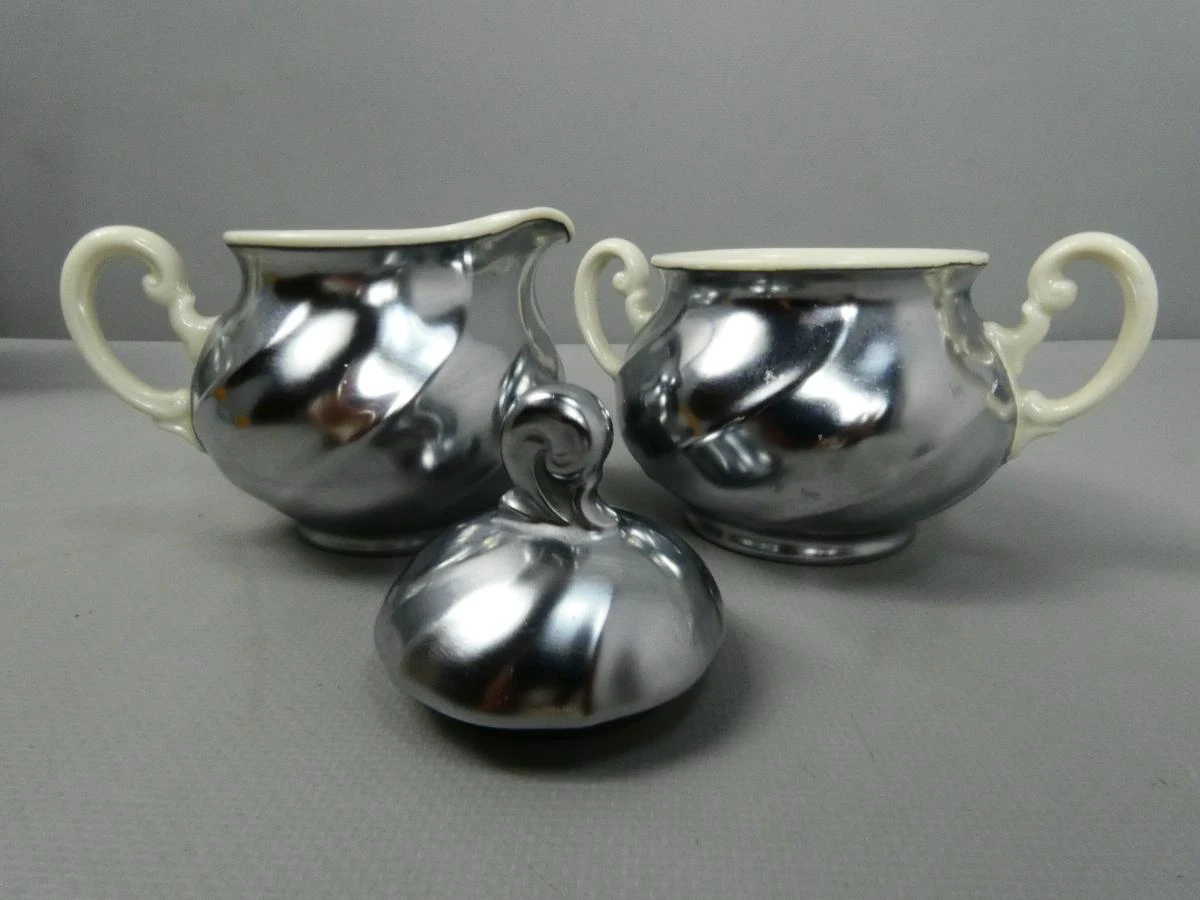 Vintage Demeyere koffie/thee servies met melkkan en suikerpot