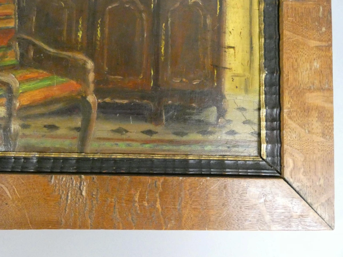 Schilderij Interieurtafereel door G. Kesseler (1944)