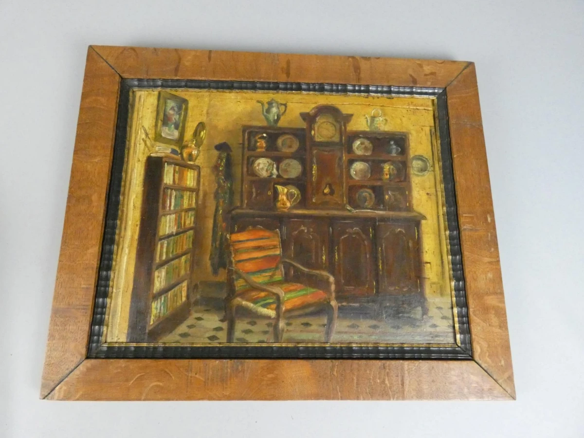 Schilderij Interieurtafereel door G. Kesseler (1944)