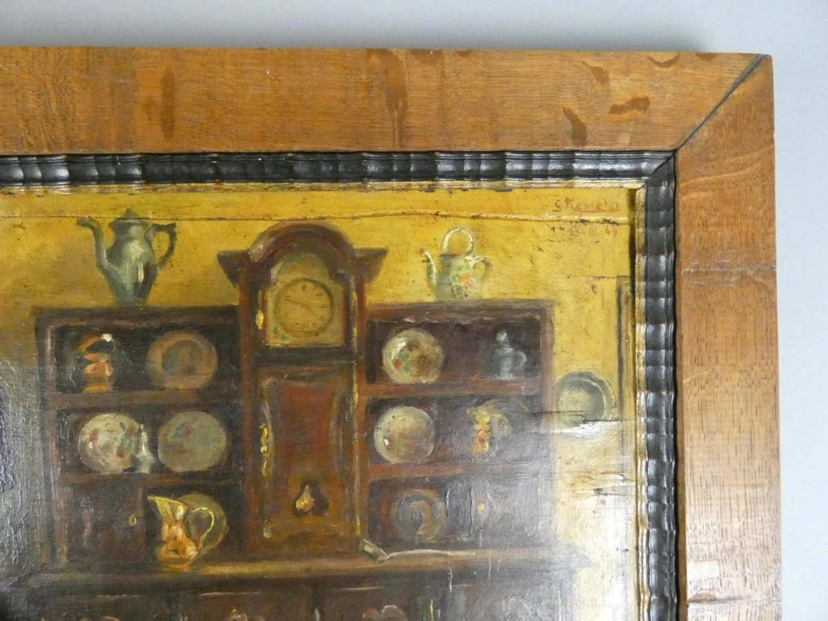 Schilderij Interieurtafereel door G. Kesseler (1944)