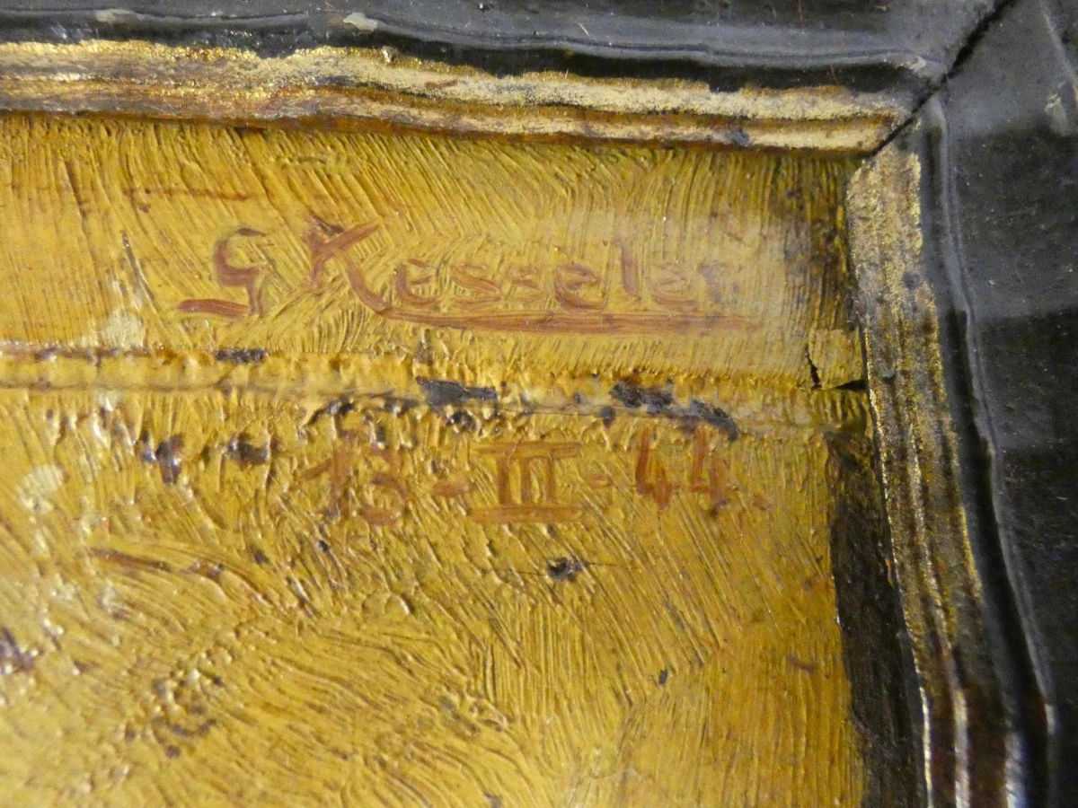 Schilderij Interieurtafereel door G. Kesseler (1944)