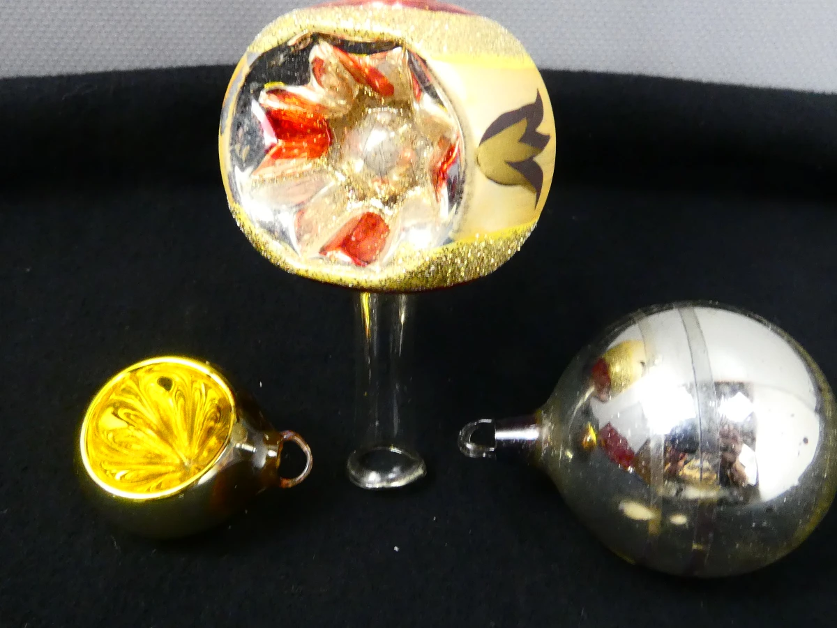 Set vintage Ajeko kerstboomversiering met piek en glazen ballen