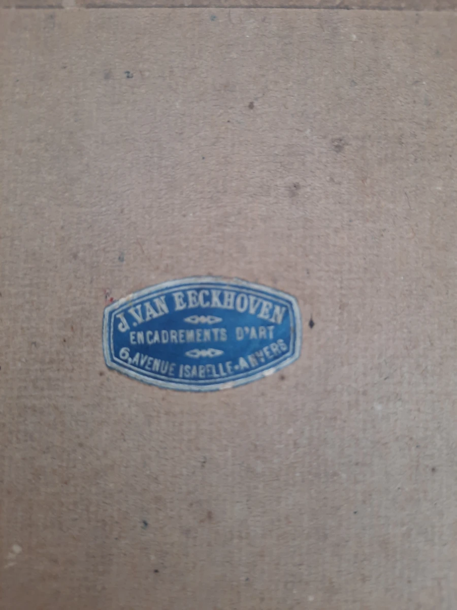 Ingelijste tekening Brugge door J. D'Haeseleer 1955