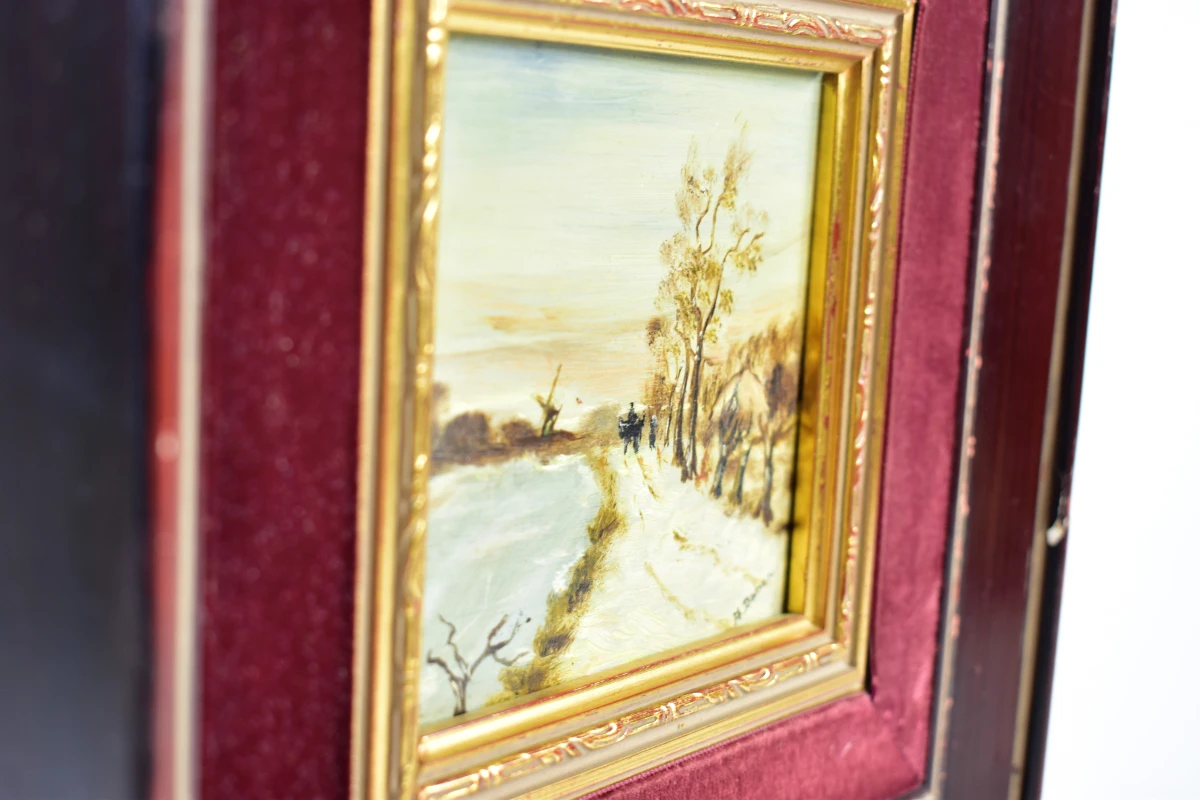Schilderij winterlandschap in sierlijke lijst