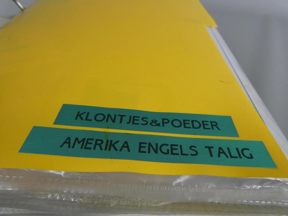Map met suiker en poederzakjes Amerika Engels