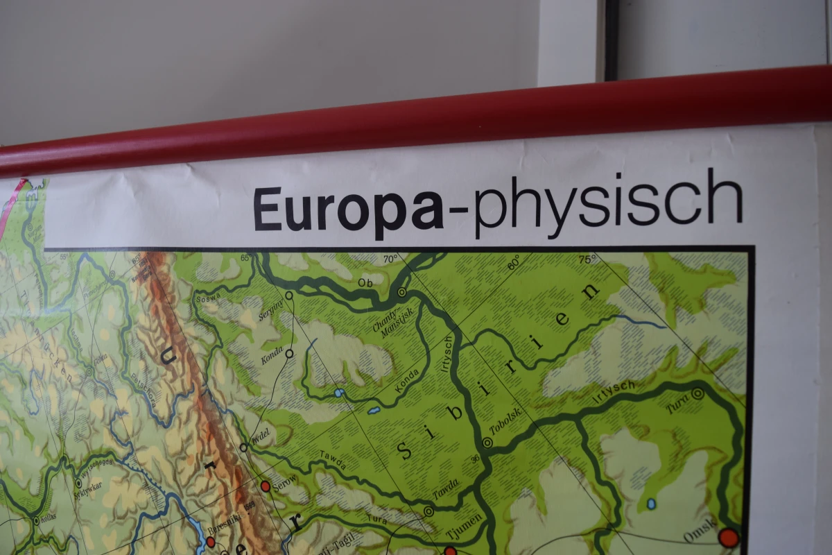 Vintage schoolwandkaart: Europa physisch