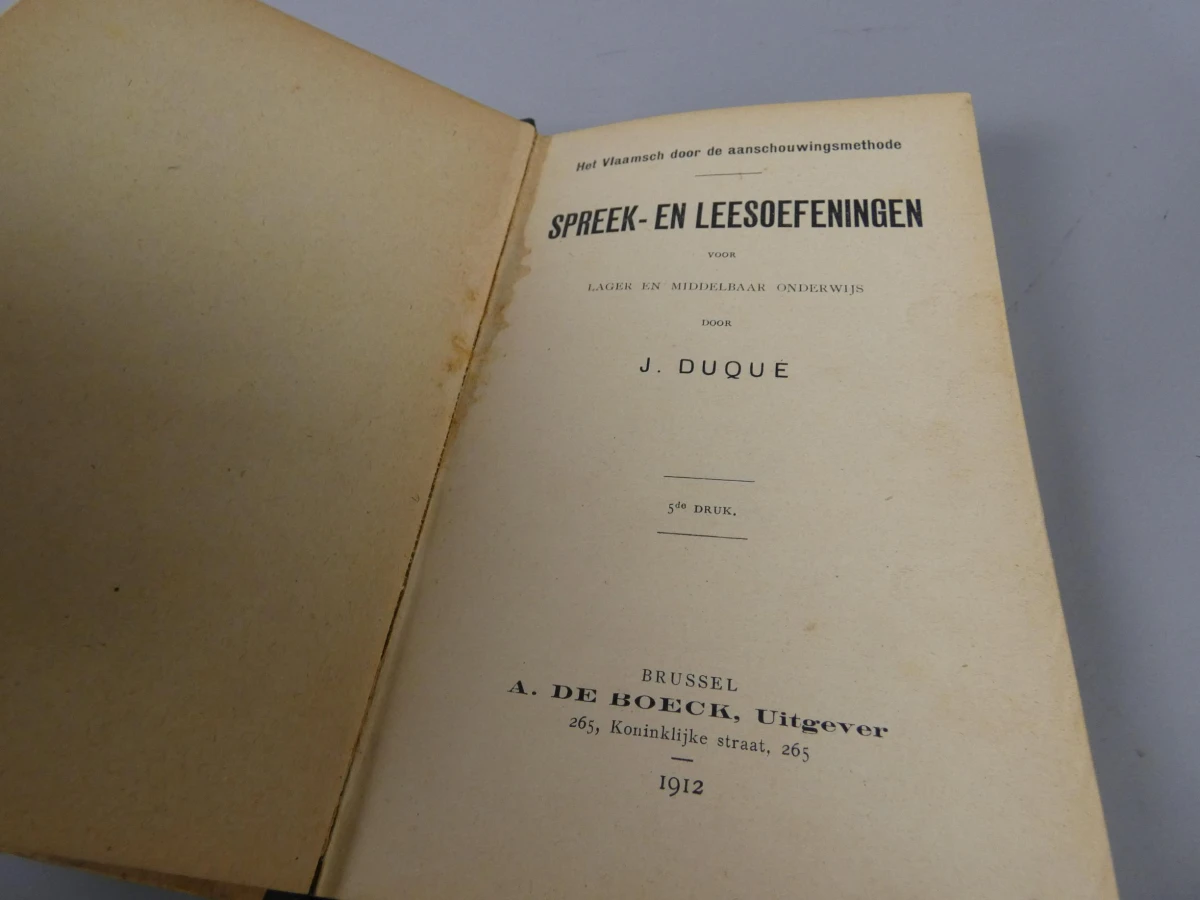 Antiek schoolboek "Spreek- en Leesoefeningen" -  J. Duque 1912